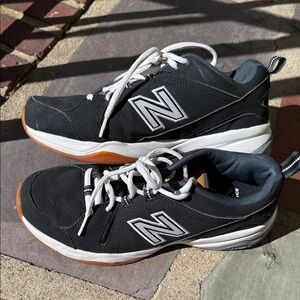 New Balance Men's Black and White Athletic Sneakers with Gum Outsole 608
